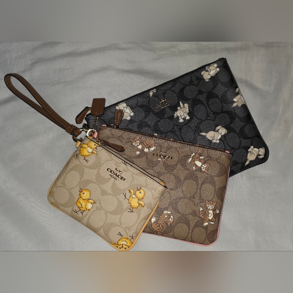 Pouch Trio In Signature Canvas With Creature Print